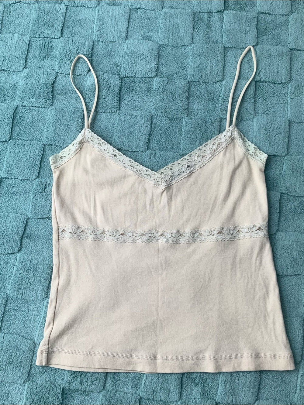 J. Crew Lace-Trim Y2K Spaghetti Strap Cami - Light Cream